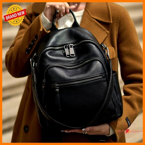 Genuine Leather Convertible Backpack Purse with Anti-Theft Pocket main image 5